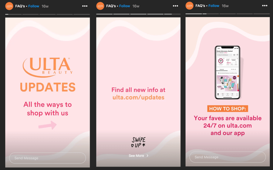 Ulta FAQ on Instagram