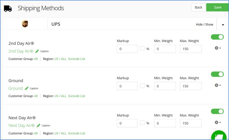 3dcart shipping methods