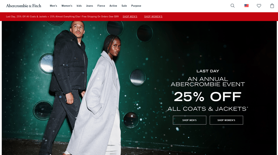 Abercrombie and Fitch holiday sale on website
