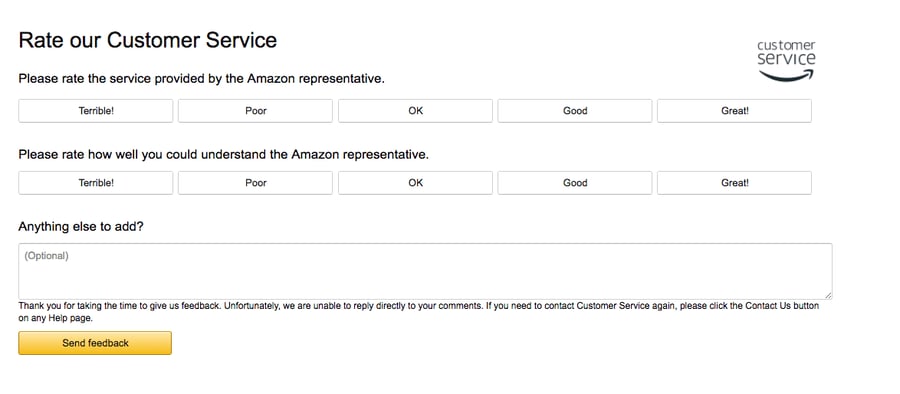 Amazon feedback survey