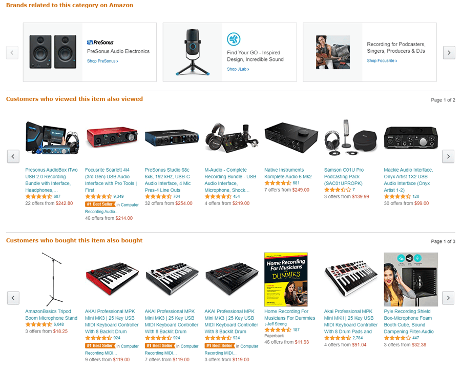 Amazon product suggestions