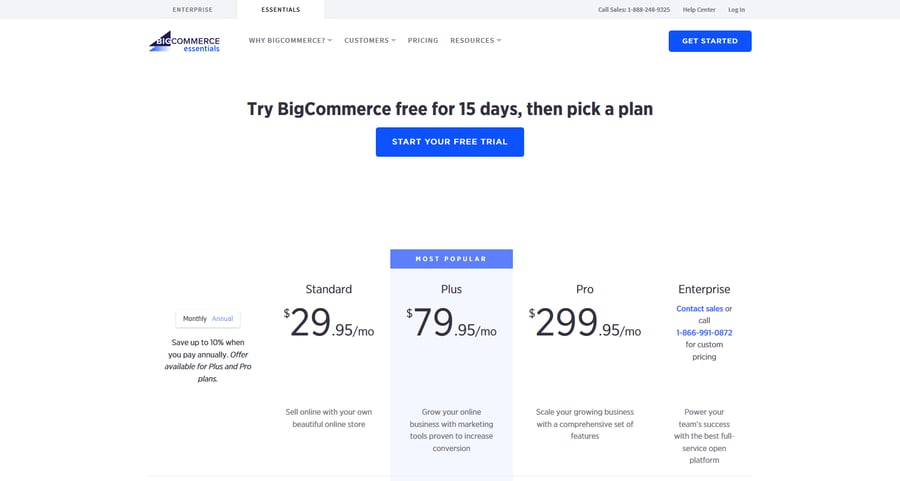 BigCommerce Pricing Page