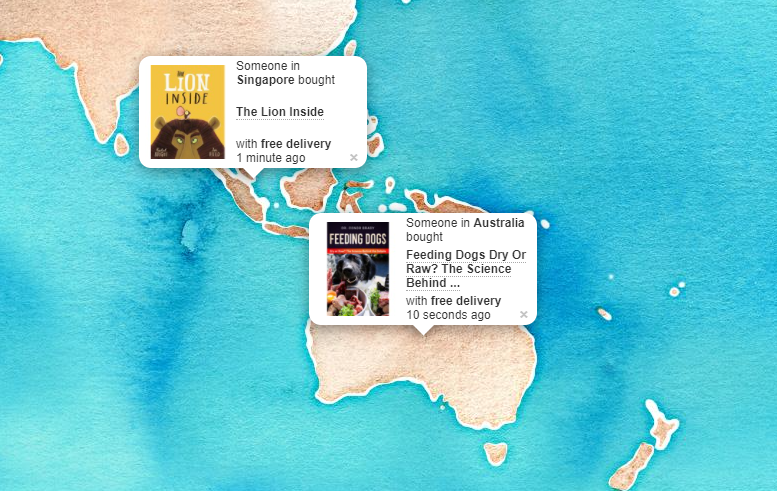 BookDepository is taking social proof to the next level with the live map of purchases that are done in real-time.
