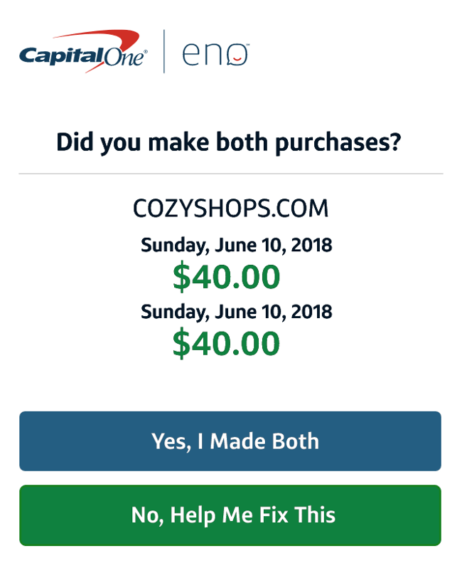 Capital One verify purchase email