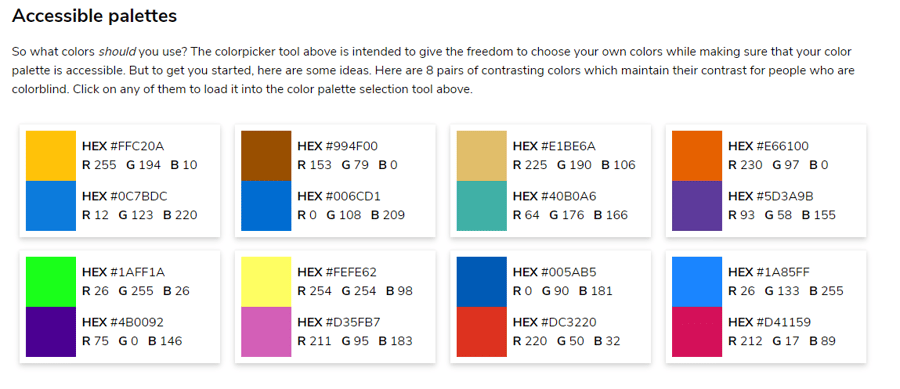 Coloring for Colorblindness Accessible Palettes