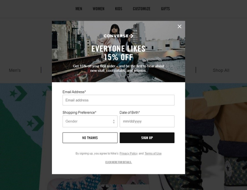 Converse Exit Intent Popup