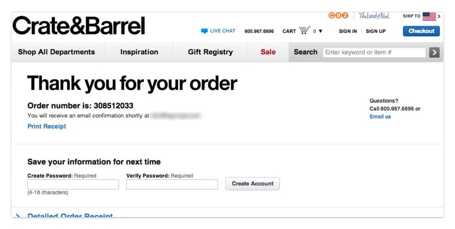Crate and barrel checkout account