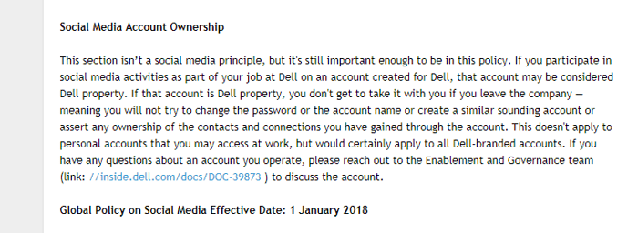 Dell social media account ownership