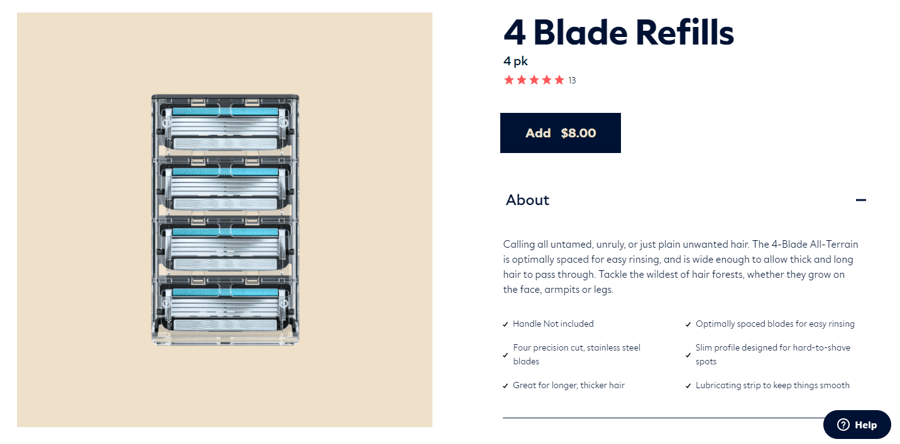 Dollar Shave Club product descriptions