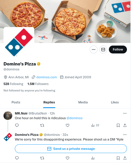 Dominos Pizza Twitter X Account