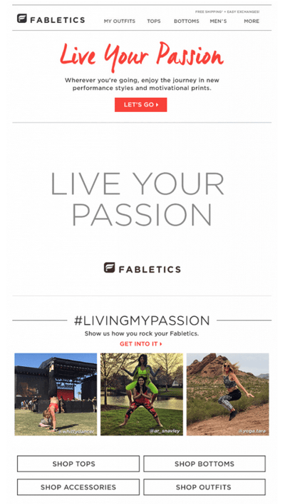 Fabletics UGC email