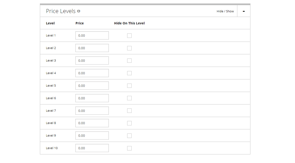 b2b customer specific price levels