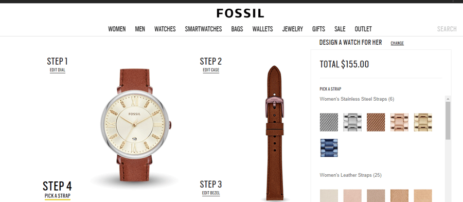 Fossil Customized Product Page