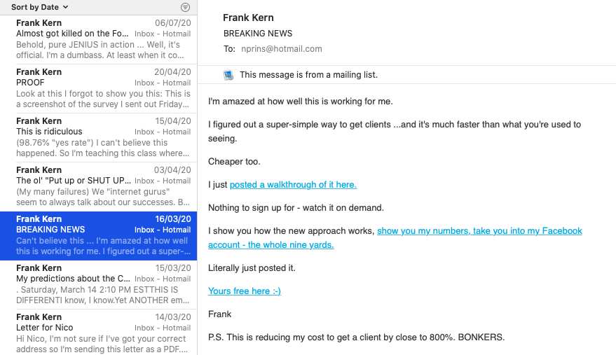Frank Kern Email