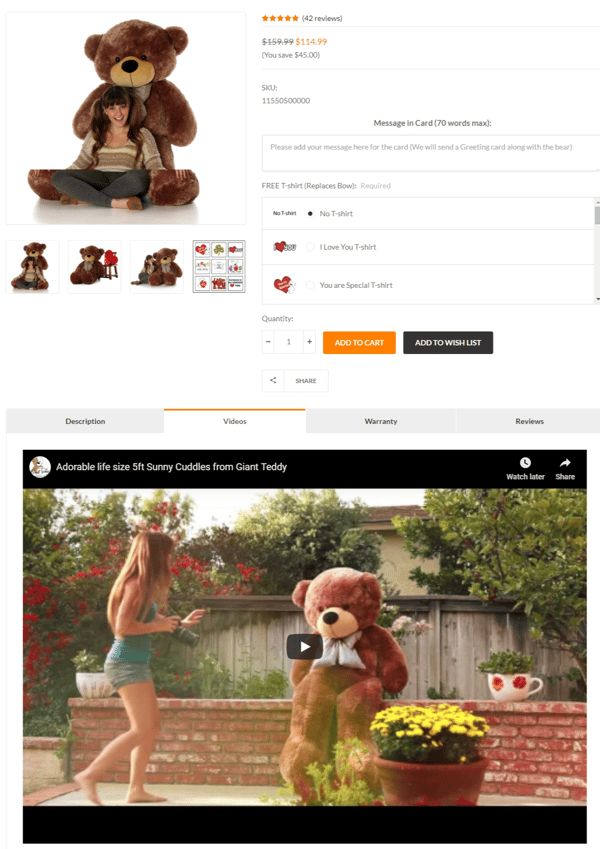 GiantTeddy Product Page