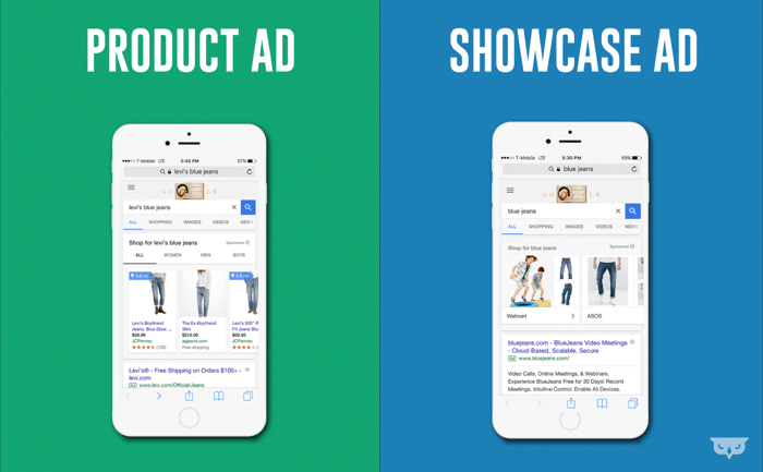 Google showcase shopping ads