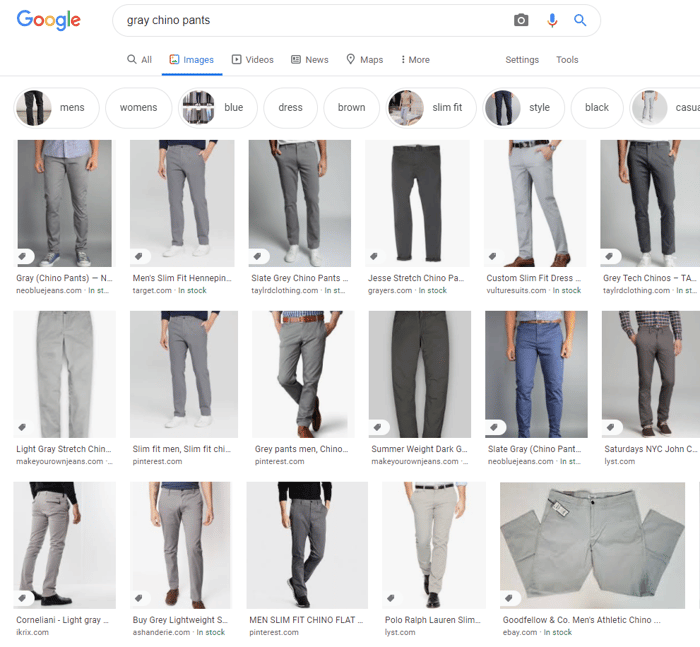 Gray chino pants Google image search results