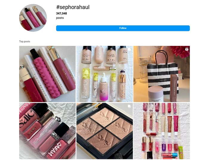 Hashtag Sephora Haul on Instagram