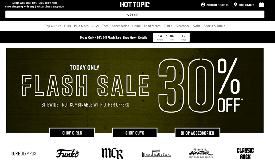 Hot Topic countdown timer