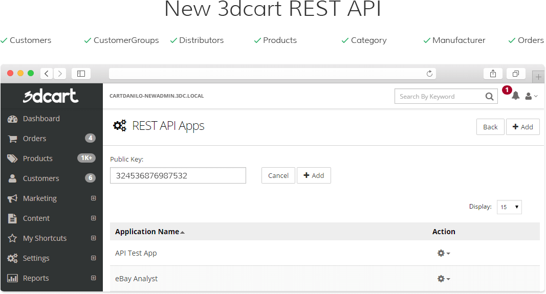 New RESTful API for 3dcart