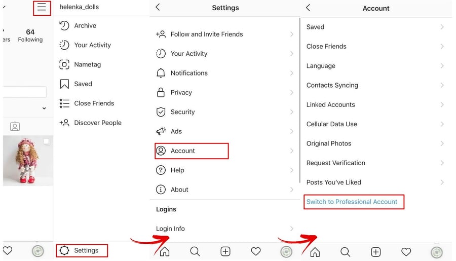 Instagram Switch to Professional Account