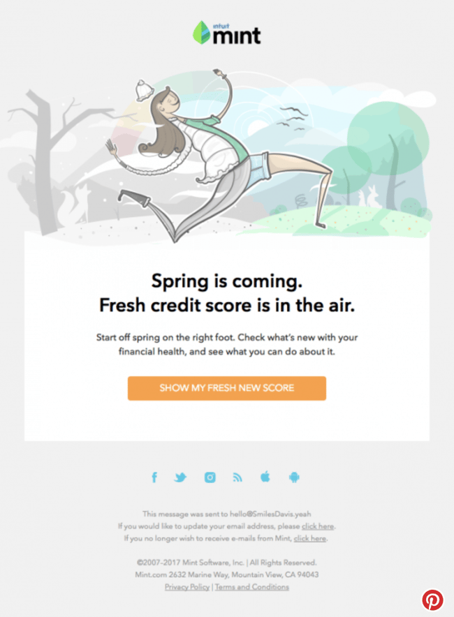 Intuit Mint Credit Score email