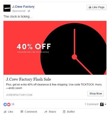 J Crew Facebook Flash Sale