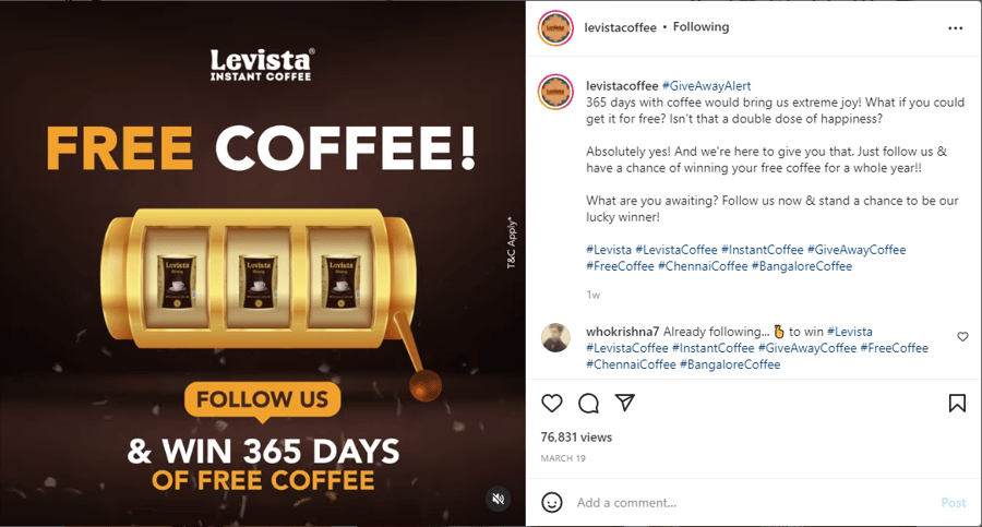 Levista Coffee giveaway