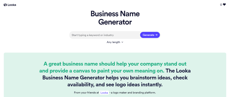 Looka Business Name Generator