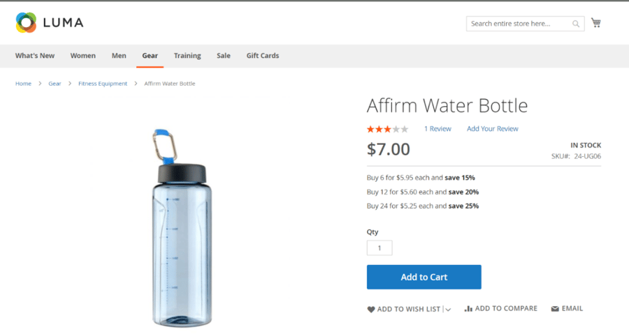 Luma water bottle volume discount