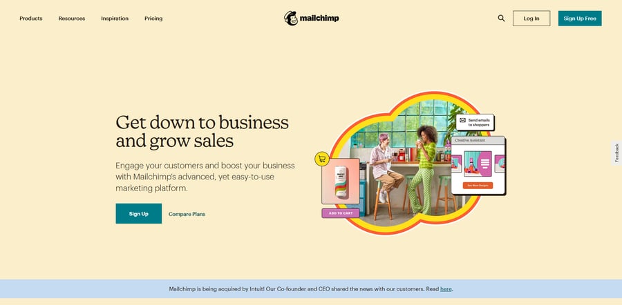 MailChimp homepage