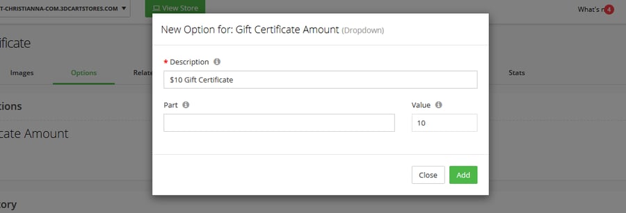 Making a $10 gift certificate