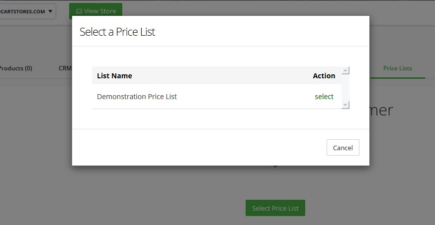 Lists of Price Lists to be assigned to a customer