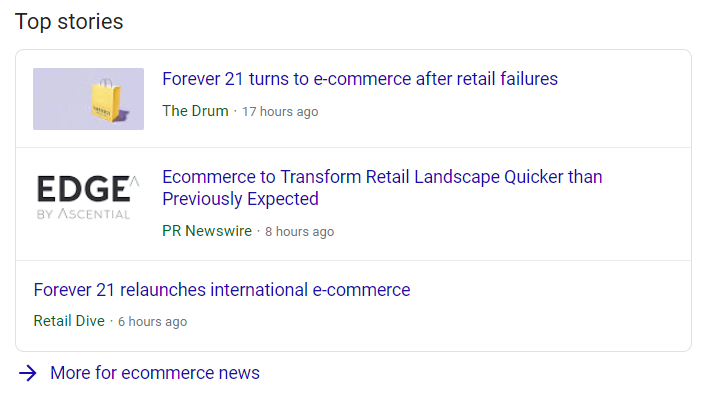 SERP Top Stories