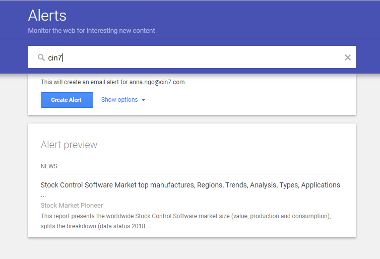 Setting Up a New Google Alert