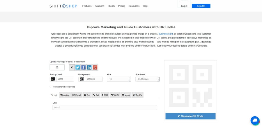 Shift4Shop QR Code Generator