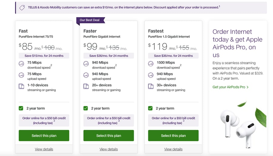 Telus pricing plans