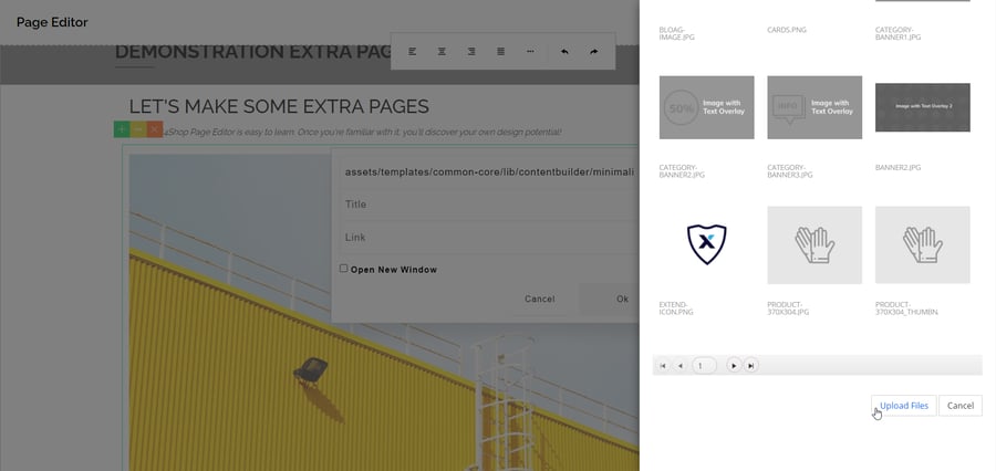 Using the Page Editor - Uploading an Image to the File Manager