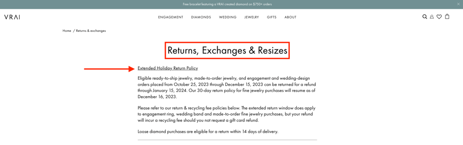 VRAI return policy