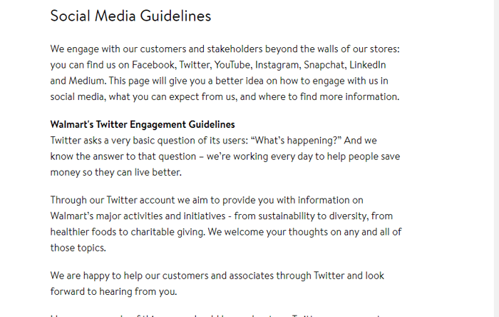 Walmart Social Media Guidelines