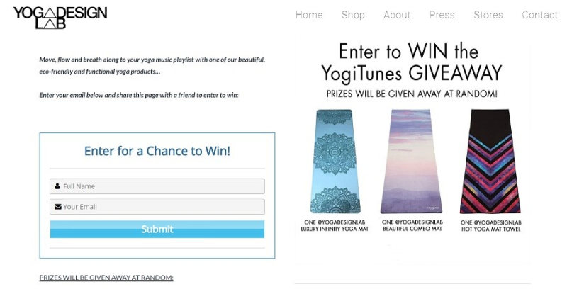 Yoga Design Lab Email Collection Giveaway