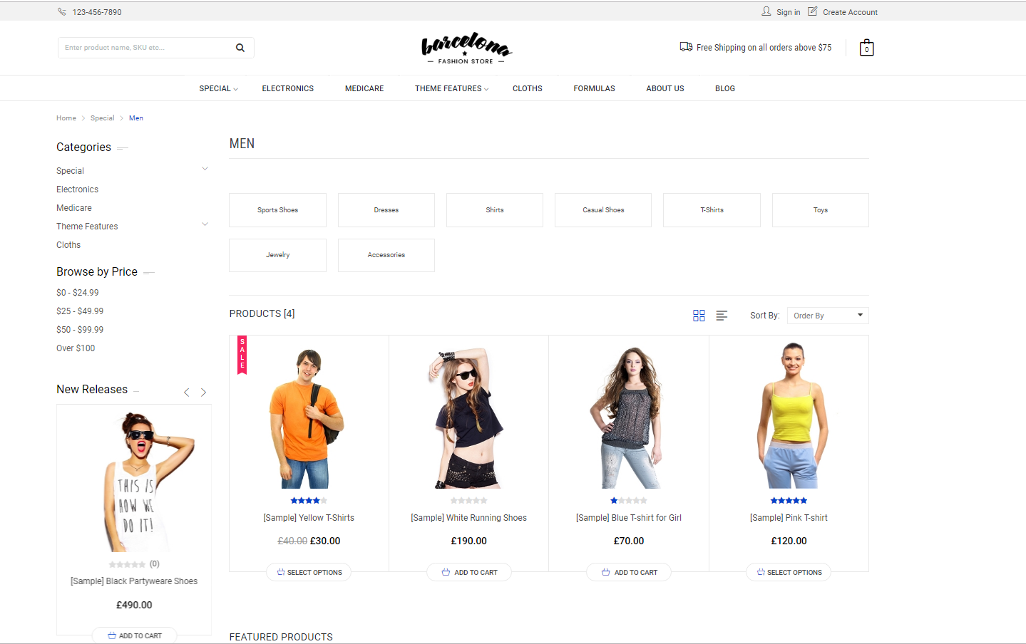ecommerce website categories