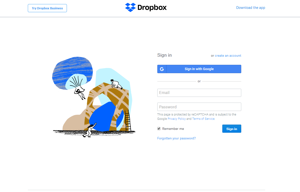 dropbox-login-page