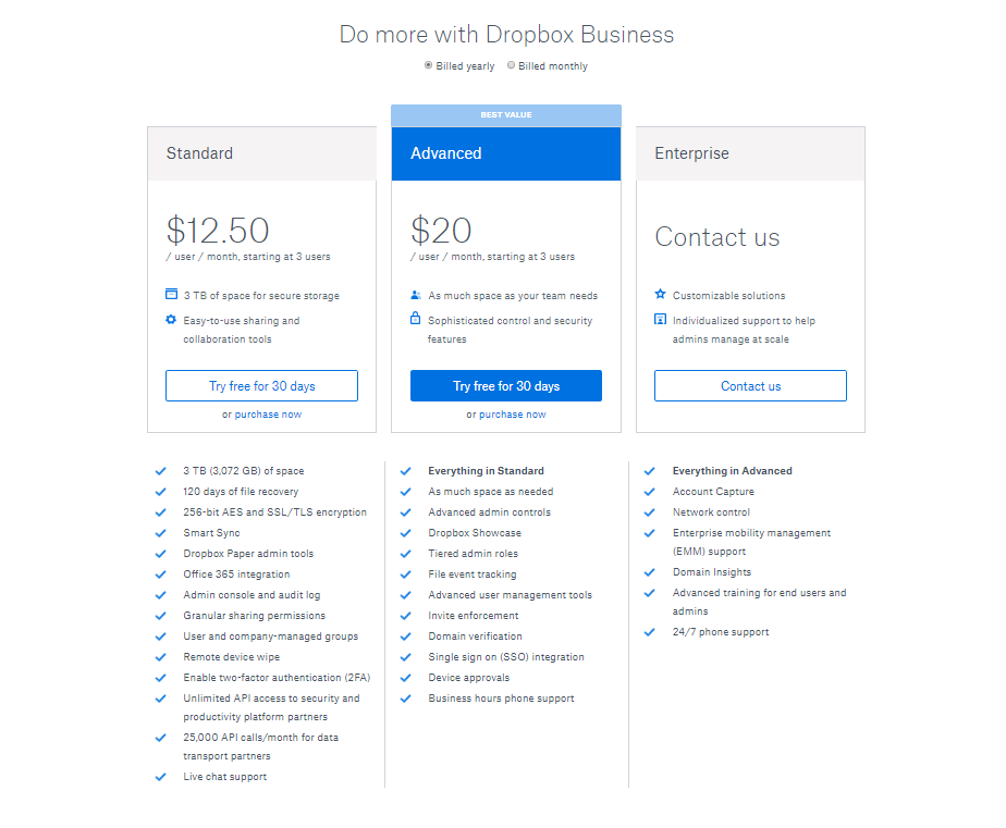 dropbox-pricing-home-page