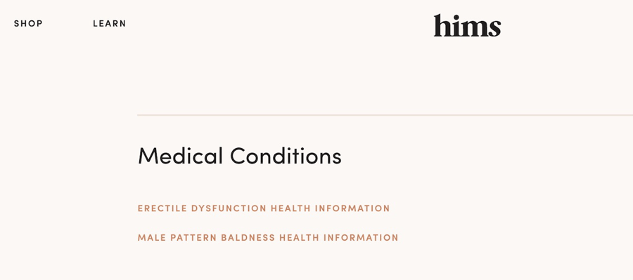 hims medical conditions