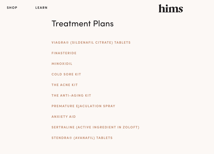 hims treatment plans