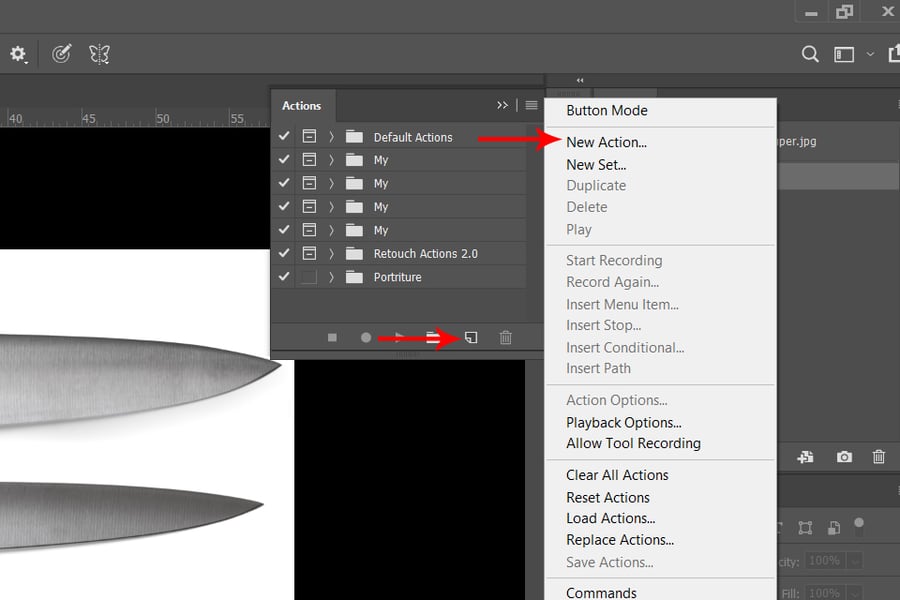 photoshop create actions