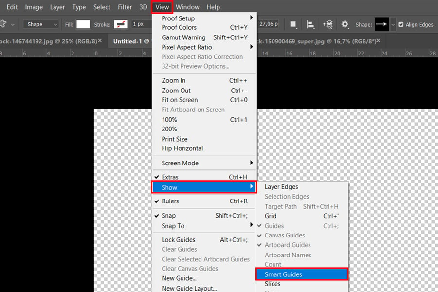 photoshop crop and straighten smart guides