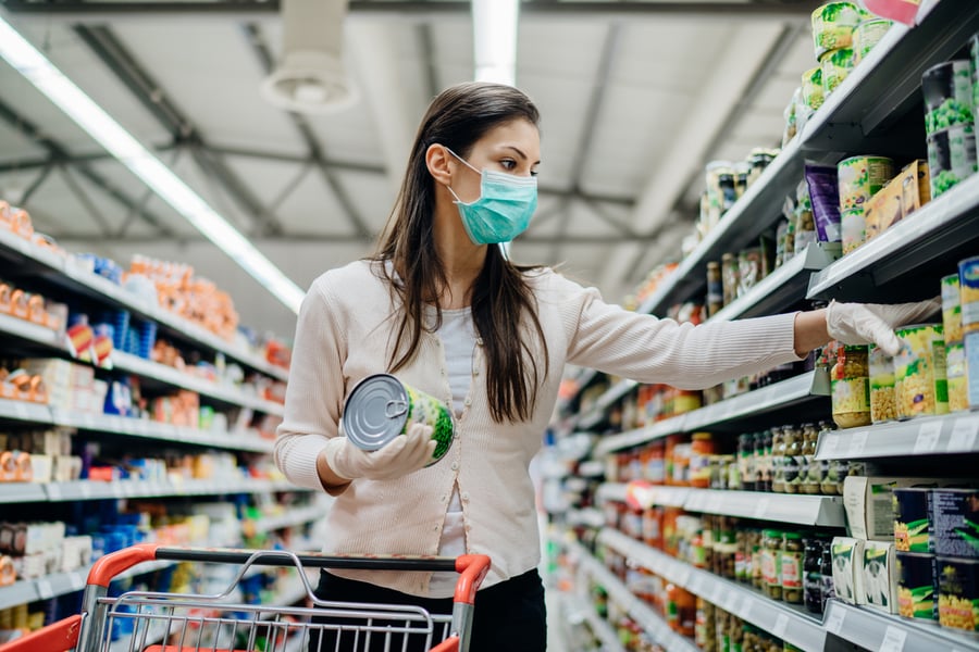 shopping in-store with face mask