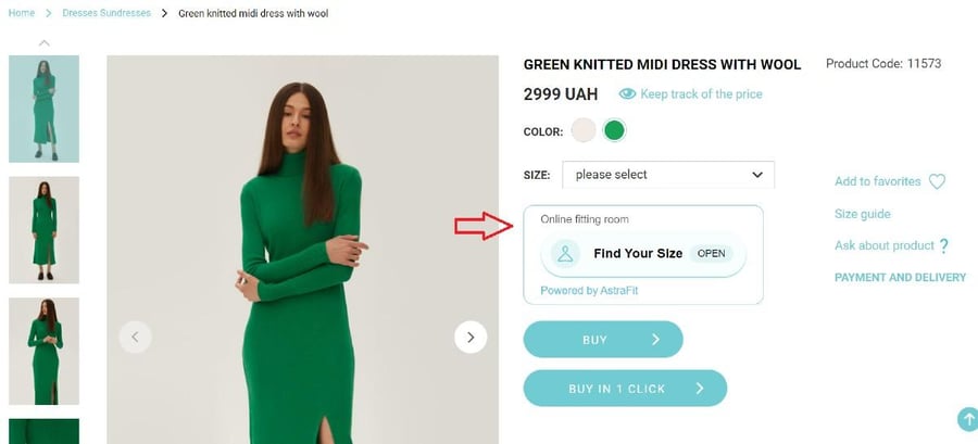Green knitted midi dress product page from Must Have
